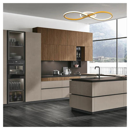 Plafoniera Moderna Led 22w Intrecciato Forma Infinito Oro Luce Fredda 6500k 71323