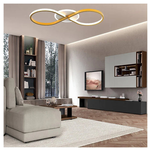 Plafoniera Moderna Led 22w Intrecciato Forma Infinito Oro Luce Fredda 6500k 71323