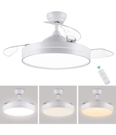 Plafoniera Moderna Led Con Ventilatore Soffitto Cambia 3 Luci Telecomando F7189