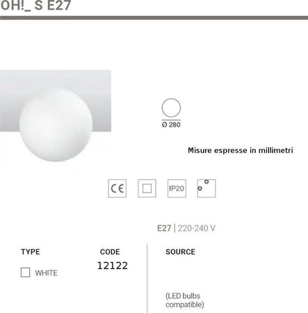 Plafoniera-moderna-Linea-Light-Group-OH-S-E27-12122-LED-lampada-soffitto-parete-sfera-polietilene
