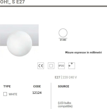 Plafoniera-moderna-Linea-Light-Group-OH-S-E27-12124-LED-lampada-soffitto-parete-sfera-polietilene