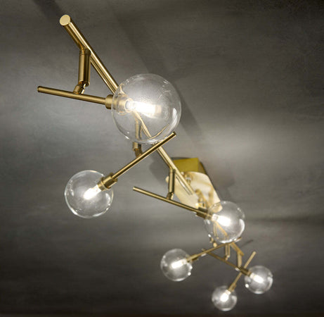Plafoniera-Moderna-Maracas-Metallo-Ottone-6-Luci-2W-3000K-Luce-Calda