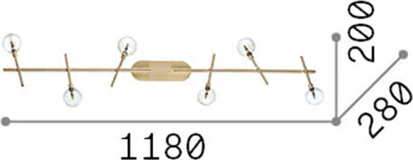 Plafoniera-Moderna-Maracas-Metallo-Ottone-6-Luci-2W-3000K-Luce-Calda