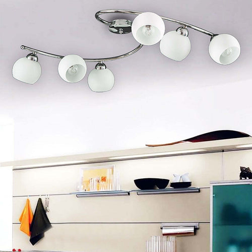 Plafoniera-moderna-Padana-Lampadari-PATTY-1014-PL6-E14-LED-metallo-vetro-soffiato-lampada-soffitto
