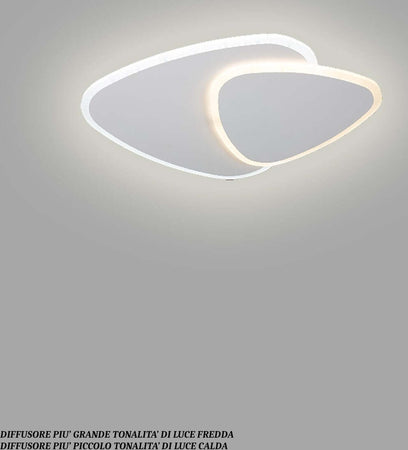 Plafoniera-moderna-Padana-Lampadari-STONE-1106-PLG-BI-LED-54W-dimmerabile-telecomando-alluminio