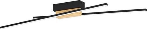 Plafoniera-Moderna-Panagria-Led-Alluminio-Rivestito-In-Legno-Nero-E-Marrone