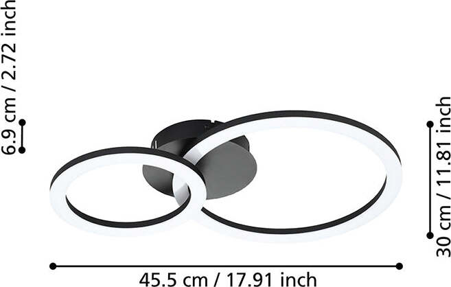 Plafoniera-Moderna-Parrapos-Z-2-Led-Acciaio-Nero-Diffusori-Tondi