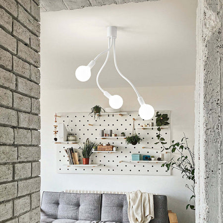 Plafoniera-moderna-Perenz-BULBO-6678-B-LED-E27-3-luci-lampada-soffitto-metallo-gomma-bianco-opaco-bracci-orientabili