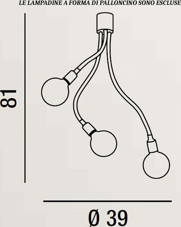 Plafoniera-moderna-Perenz-BULBO-6678-B-LED-E27-3-luci-lampada-soffitto-metallo-gomma-bianco-opaco-bracci-orientabili