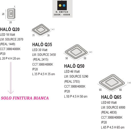 Plafoniera-moderna-Promoingross-HALO-Q-WH-LED-CCT-lampada-soffitto-parete-quadrata