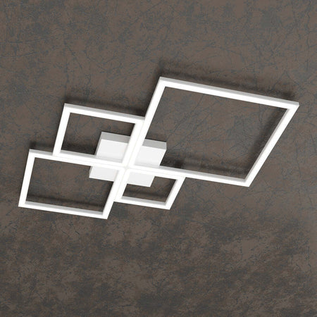 Plafoniera-Moderna-Quadrata-Four-Squares-Alluminio-Bianco-Led-90W