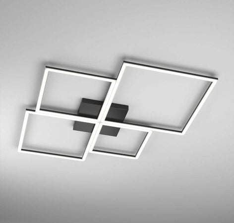 Plafoniera-Moderna-Quadrata-Four-Squares-Alluminio-Nero-Led-120W