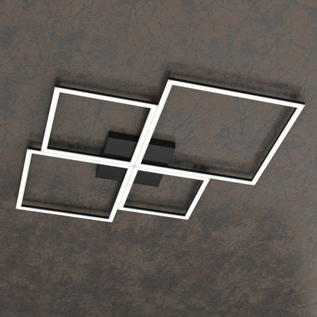 Plafoniera-Moderna-Quadrata-Four-Squares-Alluminio-Nero-Led-120W