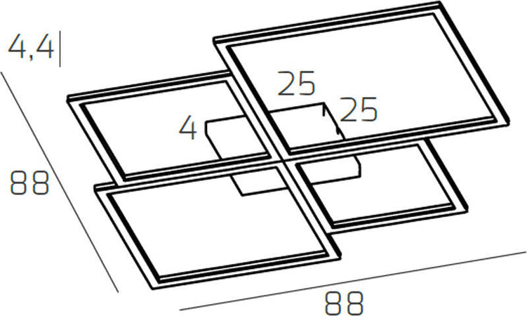 Plafoniera-Moderna-Quadrata-Four-Squares-Alluminio-Nero-Led-120W