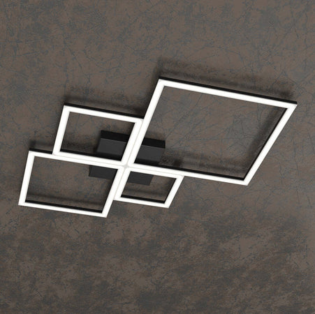 Plafoniera-Moderna-Quadrata-Four-Squares-Alluminio-Nero-Led-90W