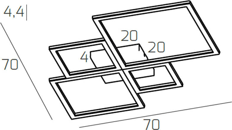 Plafoniera-Moderna-Quadrata-Four-Squares-Alluminio-Nero-Led-90W