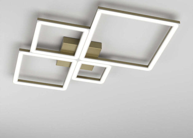Plafoniera-Moderna-Quadrata-Four-Squares-Alluminio-Oro-Brunito-Led-71W