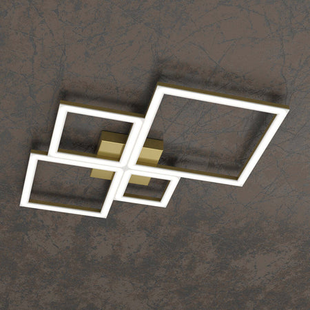 Plafoniera-Moderna-Quadrata-Four-Squares-Alluminio-Oro-Brunito-Led-71W
