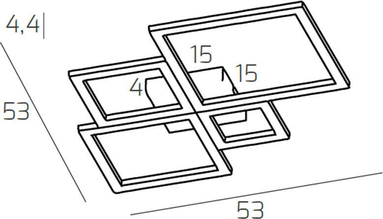 Plafoniera-Moderna-Quadrata-Four-Squares-Alluminio-Oro-Brunito-Led-71W