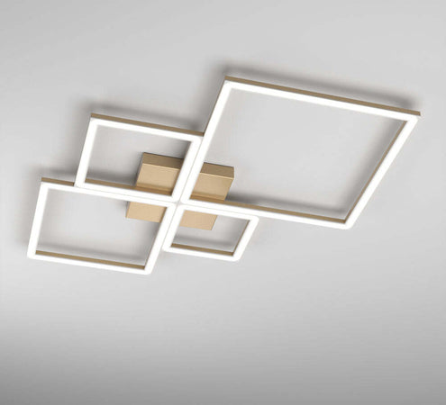 Plafoniera-Moderna-Quadrata-Four-Squares-Alluminio-Oro-Led-90W