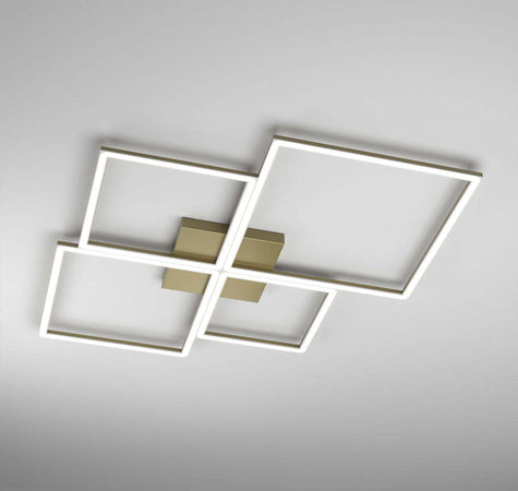 Plafoniera-Moderna-Quadrata-Four-Squares-Alluminio-Oro-Oro-Brunito-Led-120W
