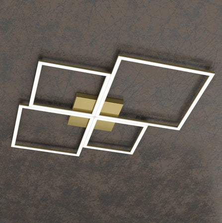 Plafoniera-Moderna-Quadrata-Four-Squares-Alluminio-Oro-Oro-Brunito-Led-120W