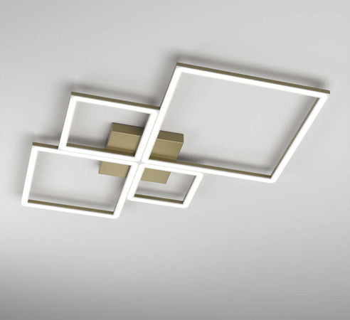 Plafoniera-Moderna-Quadrata-Four-Squares-Alluminio-Oro-Oro-Brunito-Led-90W