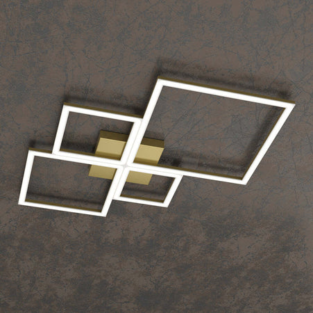 Plafoniera-Moderna-Quadrata-Four-Squares-Alluminio-Oro-Oro-Brunito-Led-90W