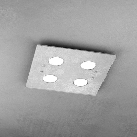 Plafoniera-Moderna-Quadrata-Path-Vetro-Foglia-Argento-4-Luci-Gx53