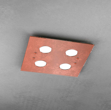 Plafoniera-Moderna-Quadrata-Path-Vetro-Foglia-Rame-4-Luci-Gx53