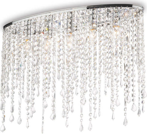 Plafoniera-Moderna-Rain-Metallo-Cristallo-Cromo-5-Luci-E14