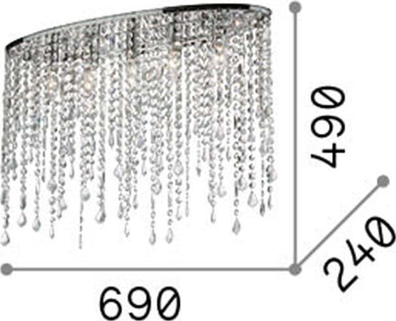 Plafoniera-Moderna-Rain-Metallo-Cristallo-Cromo-5-Luci-E14