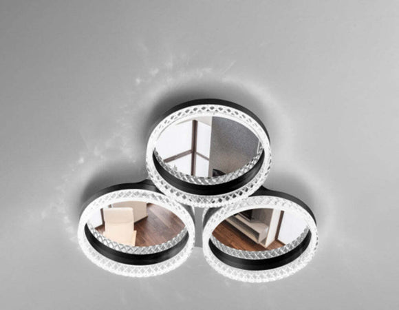 Plafoniera-Moderna-Regina-Metallo-Nero-E-Cromo-Cristallo-Led-60W-3-Cerchi