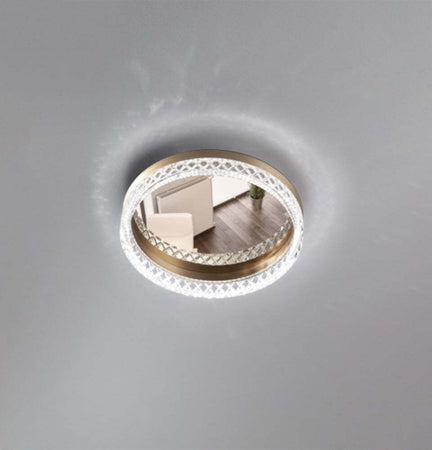 Plafoniera-Moderna-Regina-Metallo-Oro-Cristallo-Led-20W