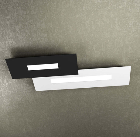 Plafoniera-Moderna-Rett.-2-Moduli-Wally-Metallo-Bianco-E-Nero-2-Luci-2G11-71Cm