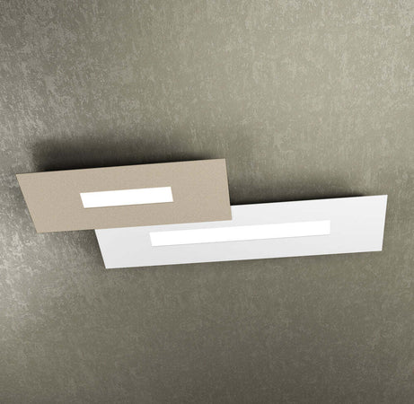 Plafoniera-Moderna-Rett.-2-Moduli-Wally-Metallo-Bianco-E-Sabbia-2-Luci-2G11-71Cm