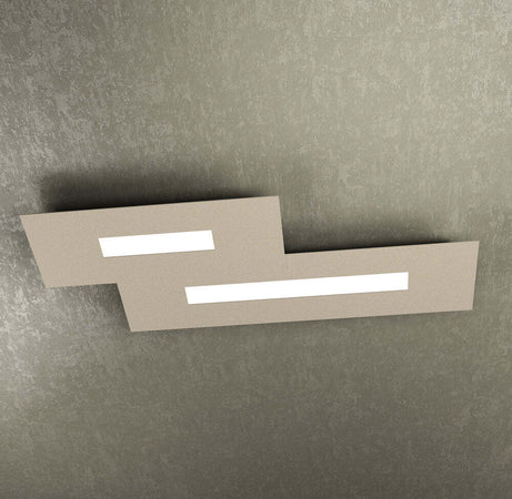 Plafoniera-Moderna-Rett.-2-Moduli-Wally-Metallo-Sabbia-2-Luci-2G11-71Cm