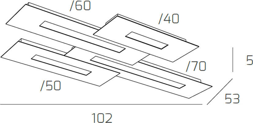 Plafoniera-Moderna-Rett.-3-Moduli-Wally-Metallo-Bianco-4-Luci-2G11-102Cm