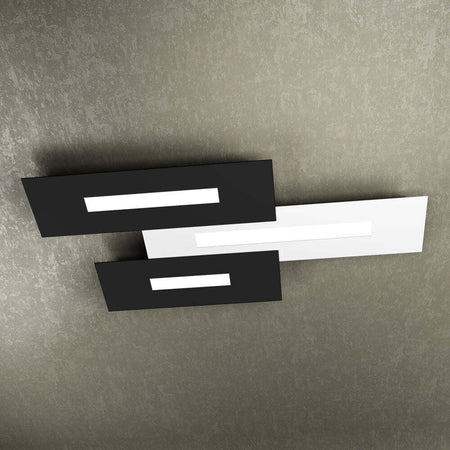 Plafoniera-Moderna-Rett.-3-Moduli-Wally-Metallo-Bianco-E-Nero-3-Luci-2G11-80Cm