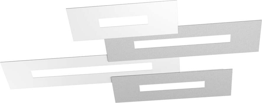 Plafoniera-Moderna-Rett.-3-Moduli-Wally-Metallo-Bianco-Grigio-4-Luci-2G11-102Cm