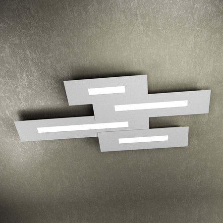 Plafoniera-Moderna-Rett.-3-Moduli-Wally-Metallo-Grigio-4-Luci-2G11-102Cm