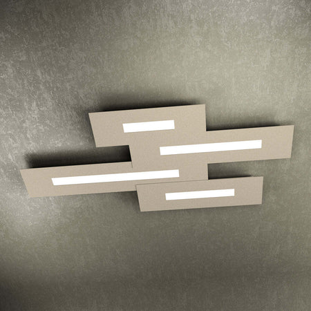 Plafoniera-Moderna-Rett.-3-Moduli-Wally-Metallo-Sabbia-4-Luci-2G11-102Cm