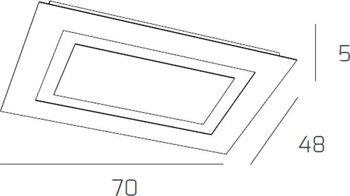 Plafoniera-Moderna-Rettangolare-Carpet-Metallo-Grigio-4-Luci-2G11-70X47Cm