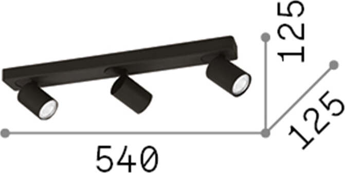 Plafoniera-Moderna-Rudy-Metallo-Nero-3-Luci-7W-3000K-Luce-Calda