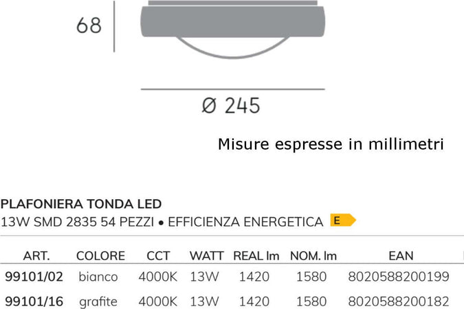Plafoniera-moderna-Sovil-illuminazione-LOFT-99101-LED-alluminio-termoplastica-lampada-soffitto