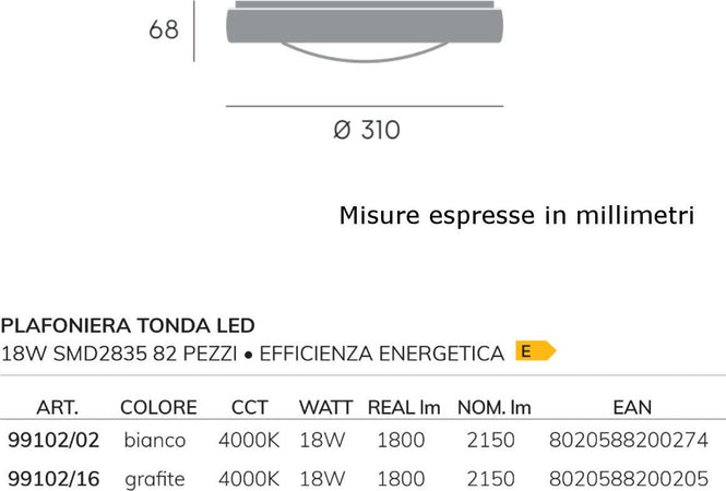Plafoniera-moderna-Sovil-illuminazione-LOFT-99102-LED-alluminio-termoplastica-lampada-soffitto