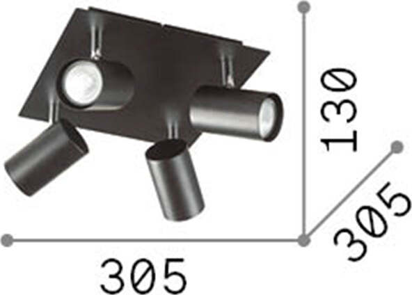 Plafoniera-Moderna-Spot-Metallo-Bianco-4-Luci-Gu10