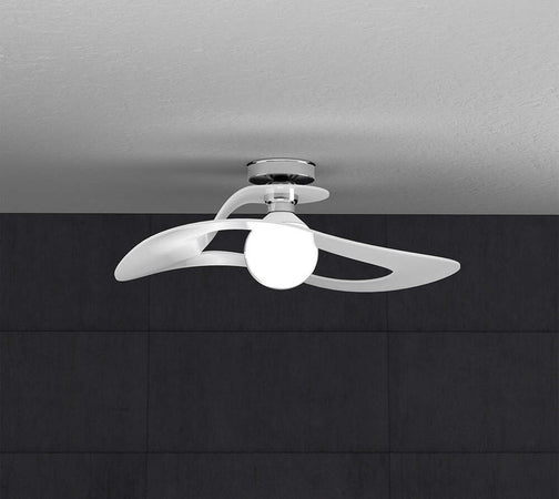 Plafoniera-Moderna-Surf-Metallo-Bianco-Vetro-Cromo-1-Luce-E27-D.50Cm