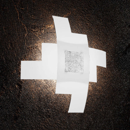 Plafoniera-Moderna-Tetris-Color-Met.-Foglia-Argento-Vetro-Bianco-4-Luci-E27-55Cm