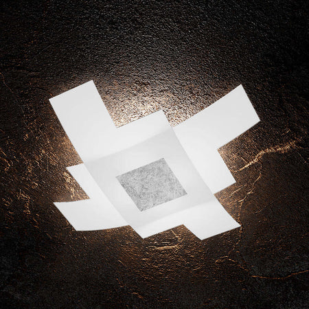 Plafoniera-Moderna-Tetris-Color-Met.-Foglia-Argento-Vetro-Bianco-4-Luci-E27-75Cm